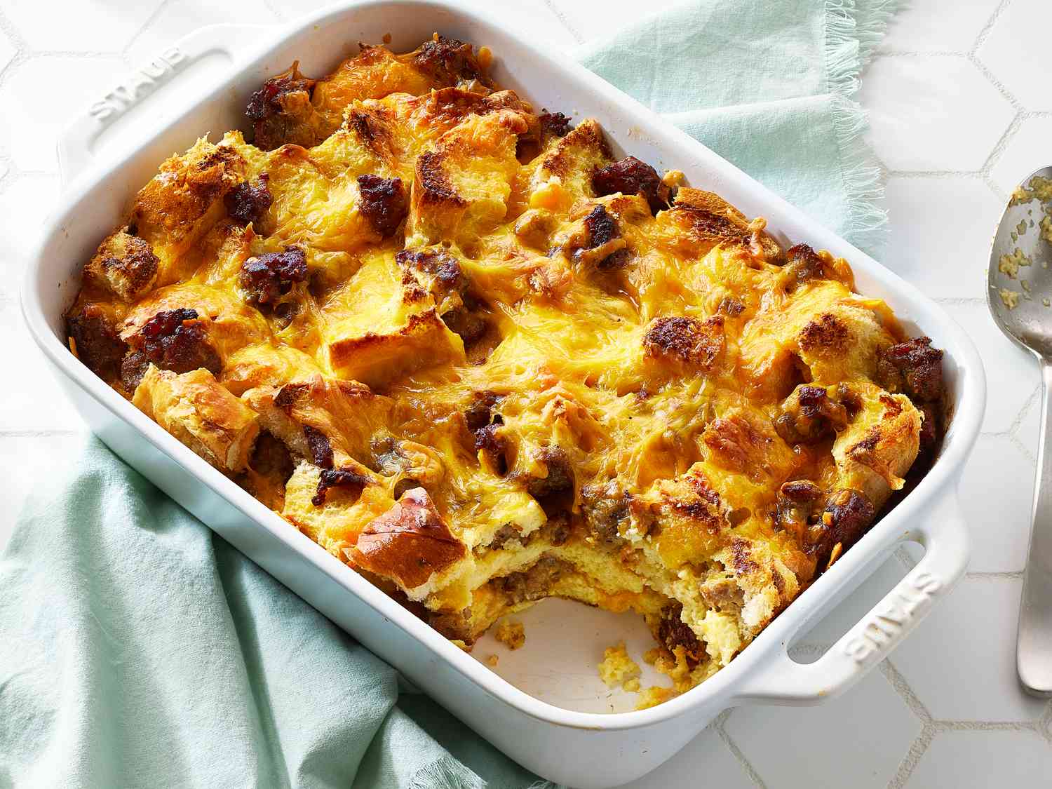 Easy Sausage Strata in a baking dish